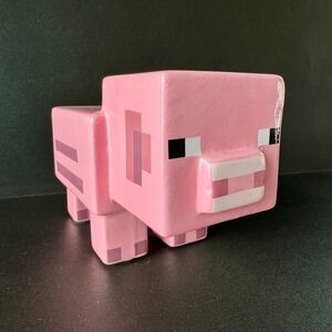 Minecraft Ceramic Piggy Bank Official‎ Mojang Pink Coin Holder 3D Block Style